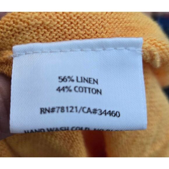 Eileen Fisher Open Front Cardigan Size 2X Linen Cotton Blend Orange Light Weight - Picture 6 of 6